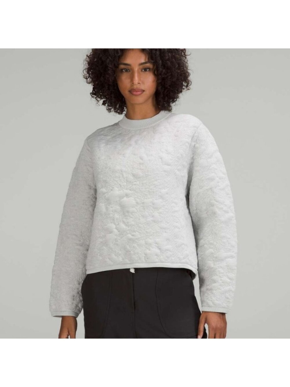 Lululemon Jacquard Multi-Texture Crew Neck Sweater Heathered Vapor Like New
